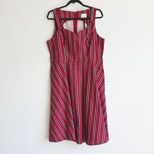 Royal Monk Striped Cotton Blend Retro Pinup Couture A-Line Dress Women's Size XL